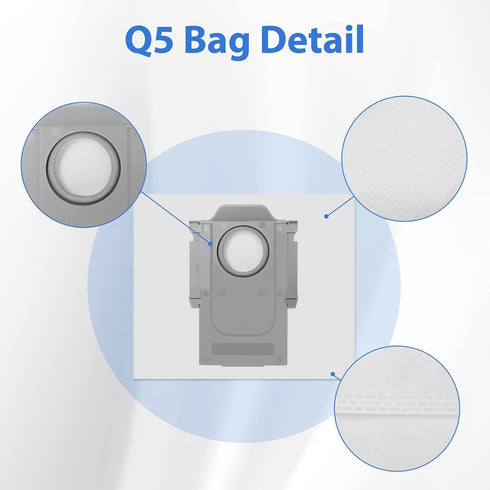 20 PACK Q5 Bags Compatible with Roborock Q5 Q5+ Q7 Q7+ Q7 Max Q7 Max+ S7 MaxV Ultra S8+ S8 Pro Ultra Robot Vacuum