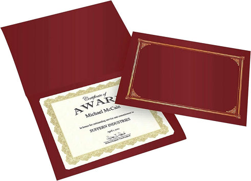 Certificate/Document Cover, 12 1/2 x 9 3/4, Burgundy, Pack of 6