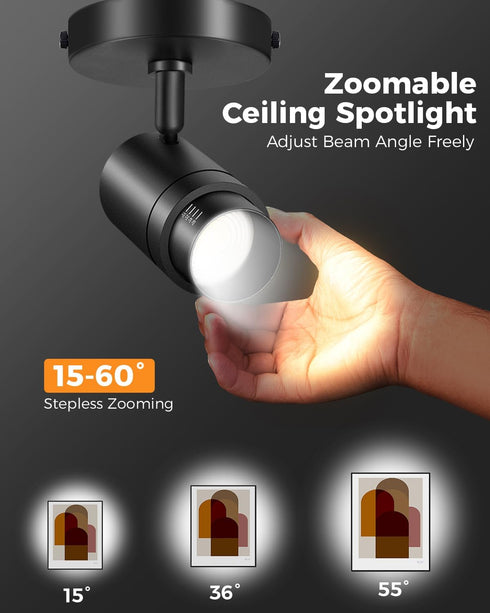 Dimmable 12W 1000lm 4000K Zoomable LED Ceiling Spot Lights Indoor Adjustable Ceiling Spotlight Fixture Directional