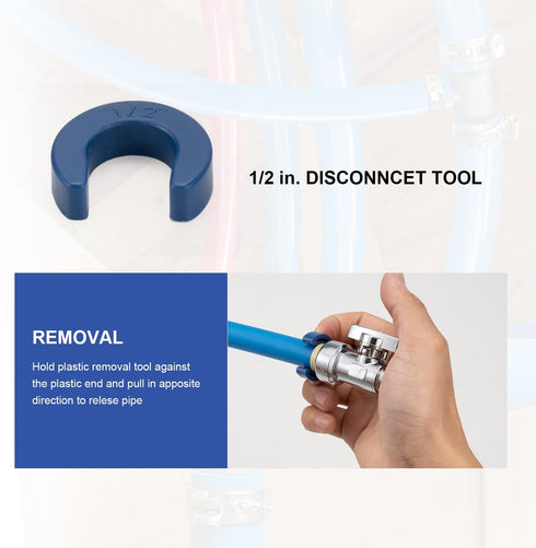 Toilet Water Supply Line Kit with 12" Stainless Steel Flexible Toilet Supply Line & 1/4 Turn 1/2 Inch Straight Push Fit
