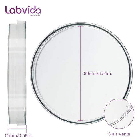 20-Pack Sterile Petri Dishes with Lids - 90mm Diameter, 15mm Depth for Mycology, Lab Testing, Science Projects