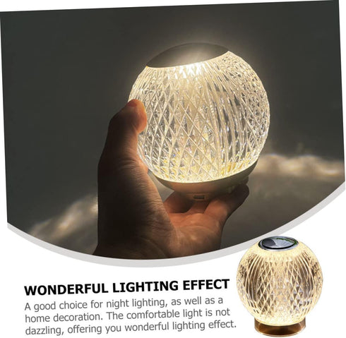 DELURA Minimalist Table Lamp, Color Changing Rechargeable Night Light, Crystal Sphere Table Lamp, Glass Ball Night