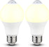 Motion Sensor Light Bulbs, 2 Pack, 9W (60W Equivalent) E26, 3000K Warm White, Indoor Outdoor Security Bulb