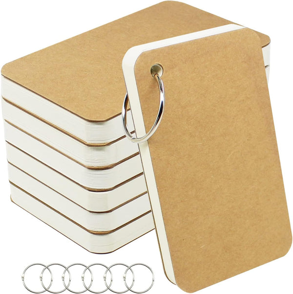 zmybcpack 6 Pack 3x5 Inch Blank Flash Cards with Binder Rings (60