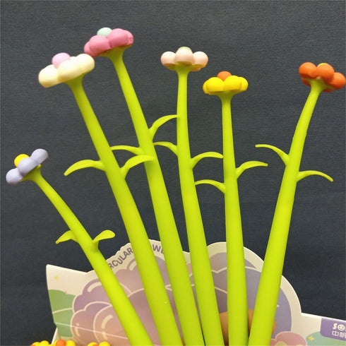 Flower Pens, Creative Gel Ink Silicone Flower Pen Bulk, 0.5 mm Writing Pen for School Office Home