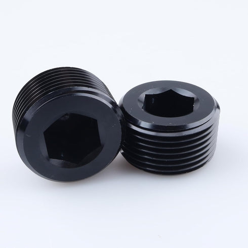 1" NPT Male Socket Allen Head Plugs Aluminum Black, 2 Pack