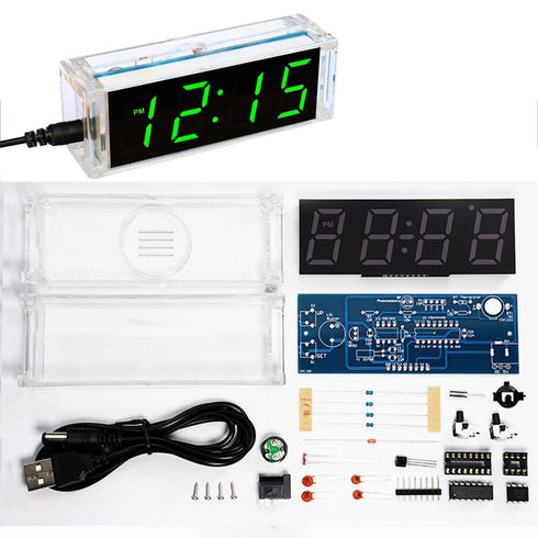 Gikfun 4-Digit LED Electronic Alarm Clock DIY Kits, Acrylic Shell Soldering Practice Learning Project EK1985-US