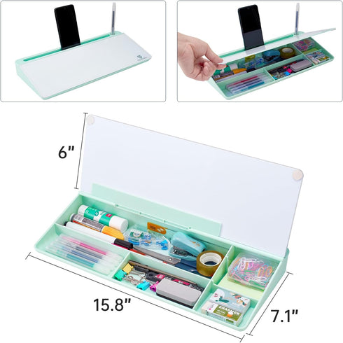 TSJ OFFICE Desktop Whiteboard Dry-Erase Board, Computer Keyboard Stand with Drawer, Desk Organizer for Office