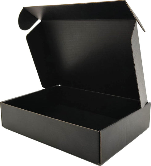 Small Black Shipping Boxes for Small Business, Pack of 25, 9x6x2 inches Cardboard Corrugated Mailer Boxes