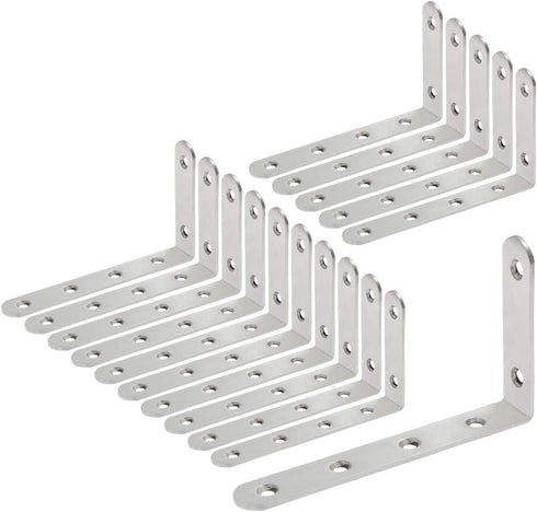 Luomorgo 16 Pcs L Shaped Brackets for Shelves - Heavy Duty Stainless Steel
