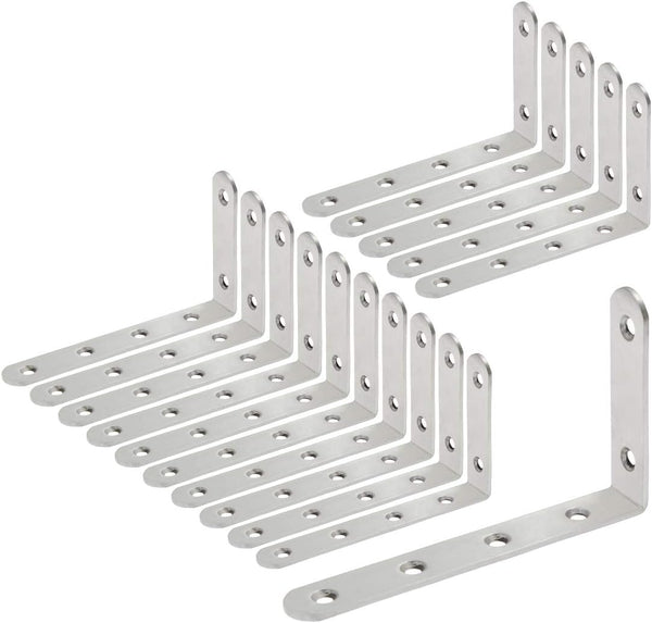 Luomorgo 16 Pcs L Shaped Brackets for Shelves - Heavy Duty Stainless Steel