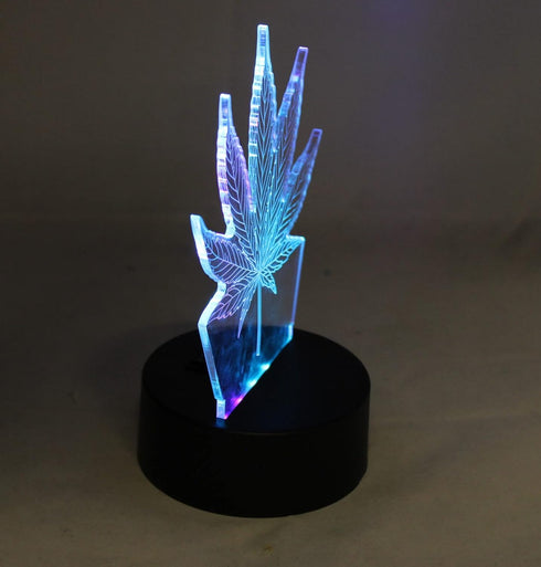 3D 7 420 Dependable Industries Marijuana Leaf Weed LED Color Changing Table Night Light Optical Visual Illusion Lamp