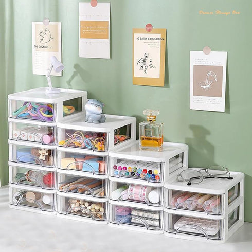 Desktop Drawer Organizer, Plastic Storage Container for Office Supplies, 3 Drawers for Stationery Art Craft Makeup