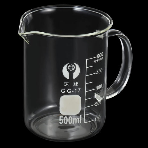 PATIKIL 500ml Glass Beaker with Handle, 3.3 Borosilicate Glass Graduated Measuring Cups with Spout
