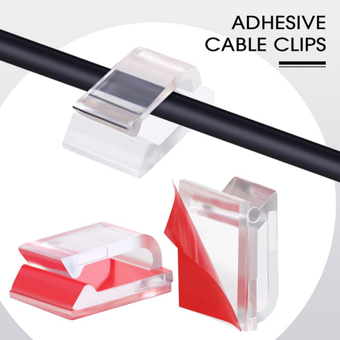Hicarer 100 Pcs Christmas Light Clips Adhesive Hooks for Outdoor String Cable Wire Clips Adhesive Wire Management Cord