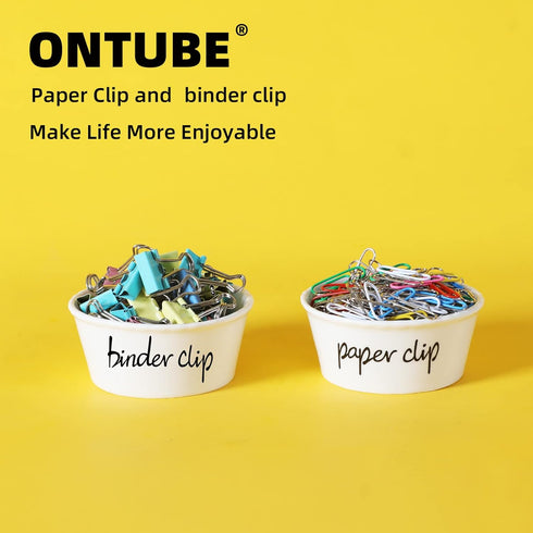 ONTUBE White Ceramic Paper Clip and Binder Clip Holder Set