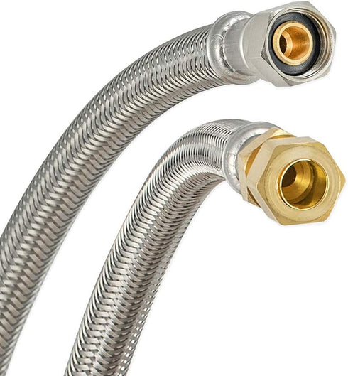 Eastman 16 Inch Delta Style Flexible Faucet Connector, Braided Stainless Steel with Nickel-Plated Brass Nuts, 3/8 Inch OD Male Compression x 3/8 Inch ID Compression, 48036