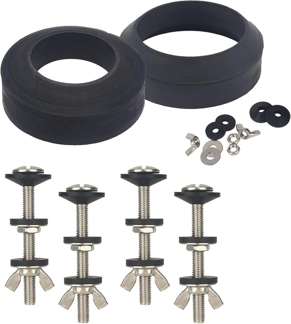Universal Toilet Tank to Bowl Gasket & Bolts, 2 Kind Gasket and 4 Pieces 5/16 * 3.15 Inch Toilet Tank Bolts