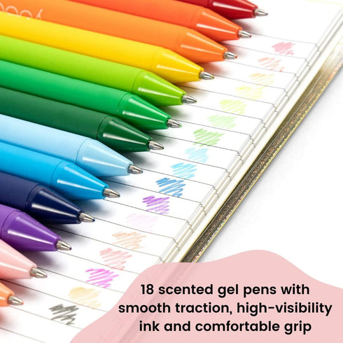 Yoobi Retractable Gel Pen Set, 18 Bright Colors, Fine 1.00mm Point for School or Office, Comfortable Grip