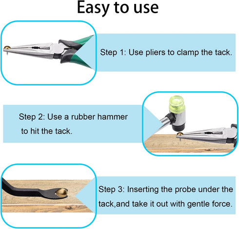 5PCS Upholstery Tools Kit - Dual Head Soft Rubber Mallet, Nail Tack Remover Tool & Pliers for Furniture Craft Projects