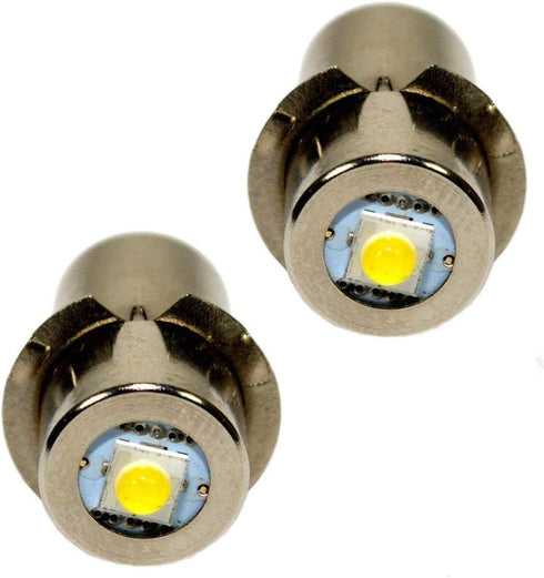 HQRP 2-Pack 3W 6-24V P13.5s Upgrade Bulbs - Compatible with DeWalt Power Tool Flashlights, 6V to 24V