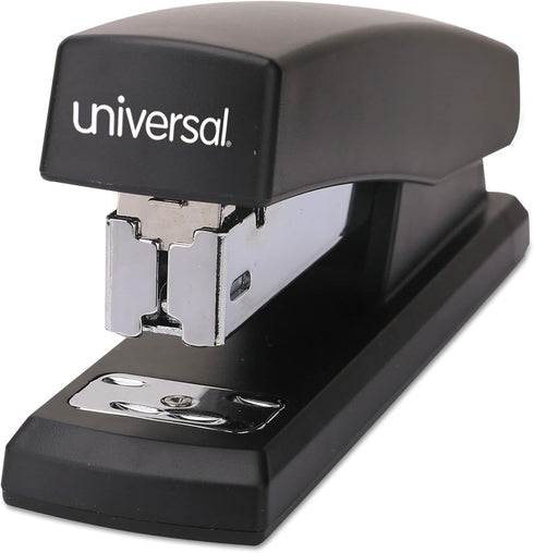 Universal UNV43119 Half-Strip Stapler, 20-Sheet Capacity - Black
