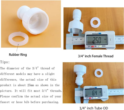 3/4" 1/4" .Pack 6 ESHIONG Hose Bib Quick Connect Adapter for Reverse Osmosis water filter,NSF Certified Female Thread