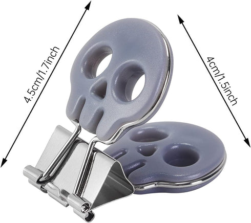 Skull Shape Medium Paper Clips, Binder Clips, Easy Grip, Assorted Color, School Office Supplies, 10 Pcs/Set by Yi Concept