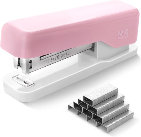 M&G Stapler Desktop Stapler, Small Cute Stapler, 1000 Staples, 20 Sheet Capacity, Portable for Office School Home (Pink)