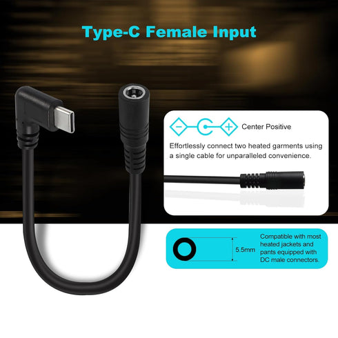 12V Heated Jacket Battery Step-Up Adapter Charger Cable, Compatible with Milwaukee, M12, Dewalt, Makita, Snapon