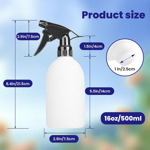 KREMORV 16oz/500ml Empty Spray Bottles HDPE Plastic Spray Bottle no Leak Mist Stream Empty Spray Bottle for Cleaning