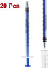 20Pcs 1ml/cc Plastic Syringe, No Needle Individually Packaged, Measurement for Scientific Labs, Feeding Pets