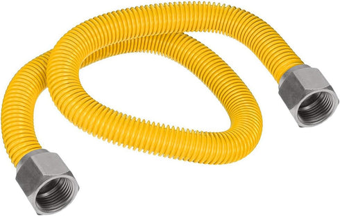 Flextron FTGC-YC38-48 46" Flexible Epoxy Coated Gas Line Connector, Yellow/Stainless Steel