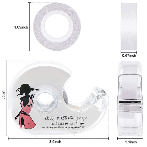 NANASO Body Tape - 5 Rolls Clear Fabric Double Sided Clothing Tape with Dispenser for Clothes and Bra, 82 Feet