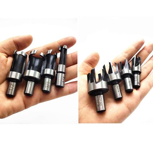 8Pcs Wood Plug Cutter Drill Bit Set, High Carbon Steel Titanium Coated Woodworking Chamfer Bits