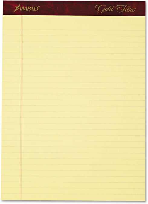 Esselte Corporation Perforated Pads, Legal, 50 Sheets, 8 1/2" x 11 3/4", 4/Pack, Canary