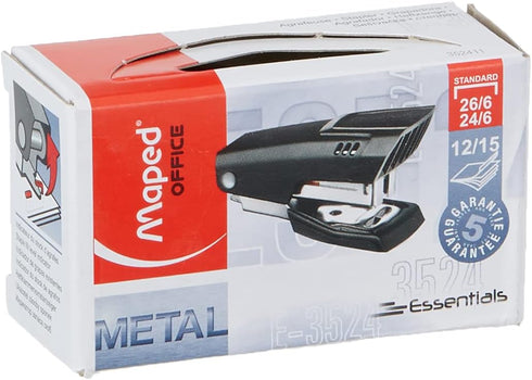 M352411 Essentials Mini Metal Stapler, 15 Pages, Black