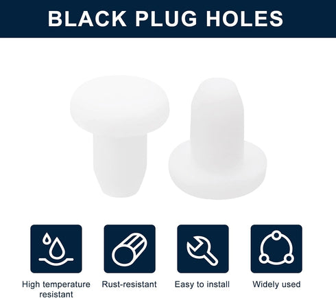 uxcell 32 Pieces White Rubber Stopper for 3.5mm/0.14" Hole, 3.8mm Plug Holes