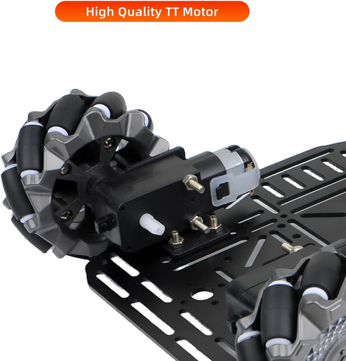 4WD 68mm Omnidirectional Robot Car Chassis Kit with Mecanum Wheels, TT Motor, Aluminum Alloy Metal Platform
