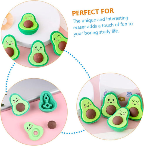 Ciieeo 108 Pcs Adorable Avocado Erasers - Cartoon Rubber Kids Erasers for Toddlers, Basket Stuffer