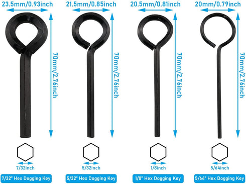 1set Annular Allen Wrench Set Standard Dogging Key with Full Loop, Allen Wrench Door Key for Push Bar Panic Exit Devices (1pc 5/64 1pc 1/8 1pc 5/32 1pc 7/32 black circle and 1pc keychain) by JianLing