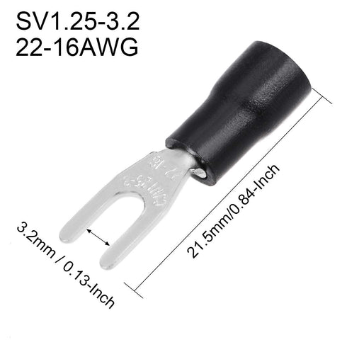 uxcell 200Pcs SV1.25-3.2 Insulated Fork Spade U-Type Wire Connectors, Electrical Crimp Terminals