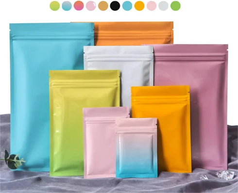IRTGFHJE 100PCS Packaging Orange,15x22cm (5.9x8.7in)) Flat Lock Bags Matte Flat Aluminum Foil Ziplock Bag DIY Matcha