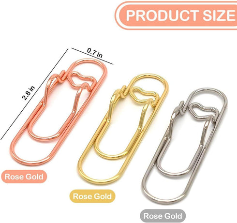 Zrwcvxy 15 pcs Multifunctional Pen Clips, Large Size Paperclip Holders for Notebooks and Papers, Gold/Silver/Rose Gold