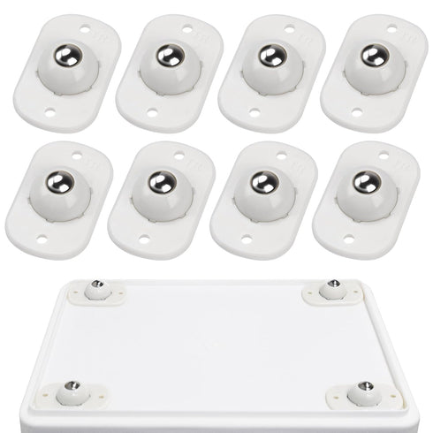 Self Adhesive Mini Caster Wheels, 360° Rotation Universal Wheel for Trash Can, Storage Box, Small Furniture (8, White)