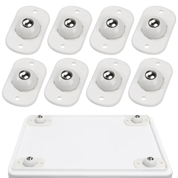 Self Adhesive Mini Caster Wheels, 360° Rotation Universal Wheel for Trash Can, Storage Box, Small Furniture (8, White)
