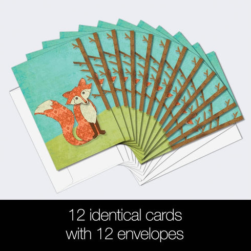 Tree-Free Greetings EcoNotes 12 Count Whimsical Fox All Occasion Notecard Set with Envelopes, 4 x 6 Inches (FS56135) by Tree-Free Greetings