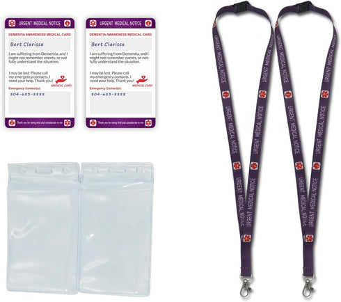 2set Postural Tachycardia Syndrome (PoTS) Awareness Medical Card with Writable Panel and Patterned Lanyard Emergency
