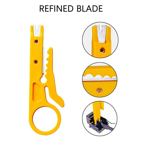 Mini Wire Stripper 3 Pack - Network Wire Stripper Punch Down Cutter for RJ45/Cat5/CAT-6 Data, Telephone & Computer UTP