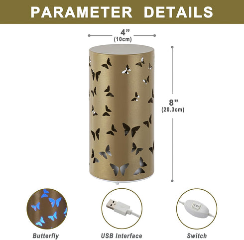 Butterfly Night Light - USB Table Lamp with Rotating Projection, Portable Bedside Light for Bedroom, Coffee Shop, Gifts